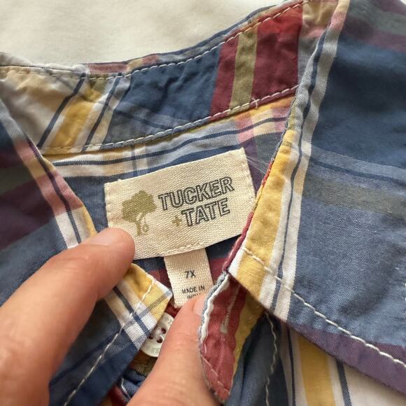 Bundle Boys Button Down Plaid Solid White Tucker & Tate Crewcuts Size 7 - Picture 7 of 8